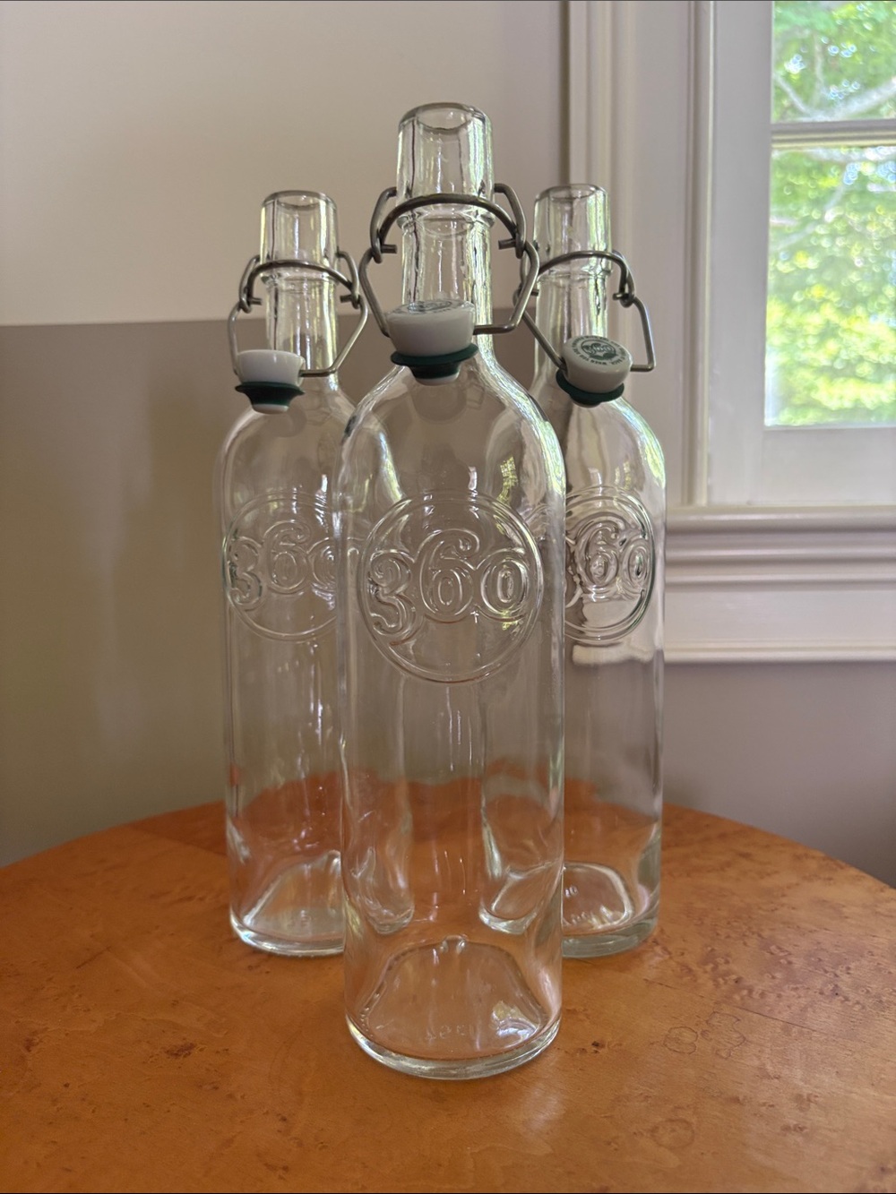 Clear Glass 360 Embossed Flip-Top Bottle - Set of 3